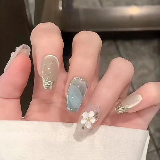 Floral French Press On Nails